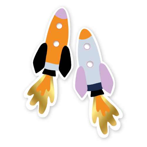 KP® Cadeaulabel Rocket dubbelzijdig - 40x97mm cadeaulabel, kaartjes, kaartje, mini kaartje