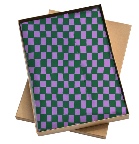 Toon details van Zijde vloeipapier 50x70cm - Handdraw grid Purple/Green Afbeeldingen van Zijde vloeipapier 50x70cm - Handdraw grid Purple/Green