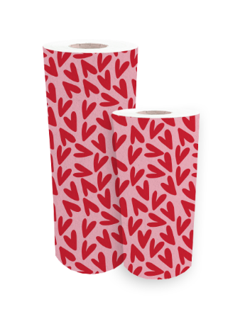 Afbeeldingen van KP® vloeipapier 30cm 200m - Lovely hearts Pink/Red