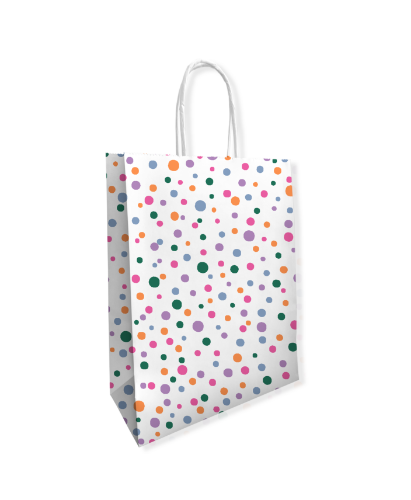 KP® Papieren tas - Confetti Feest 22+10x31cm 50st papieren draagtas, kraft tas, bedrukte tas, tassen, papieren tassen