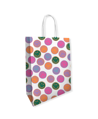 KP® Papieren tas - Smileys 22+10x31cm 50st papieren draagtas, kraft tas, bedrukte tas, tassen, papieren tassen