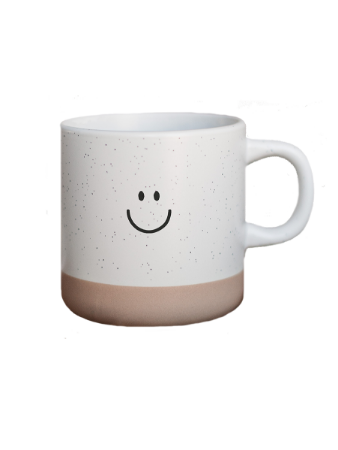 Witte keramische mok met zwarte smiley, 360ml