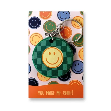 Sleutelhanger Smile – Geel – D40mm – PVC sleutelhanger met lachgezicht