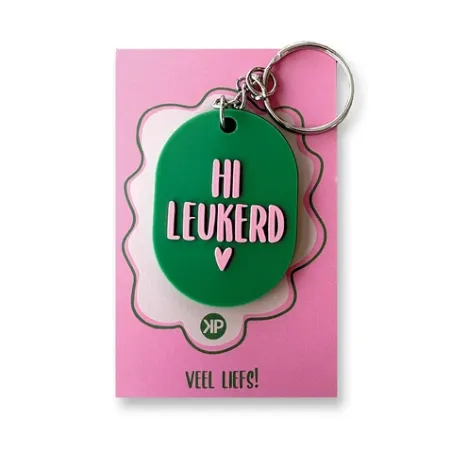 Sleutelhanger Hi leukerd - Veel liefs - Ovaal –- PVC sleutelhanger met tekst