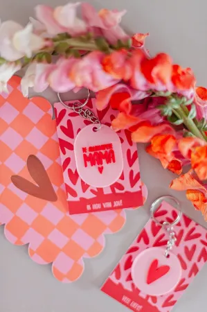 Sfeerfoto sleutelhanger hart - roze - rood - allerliefste mama