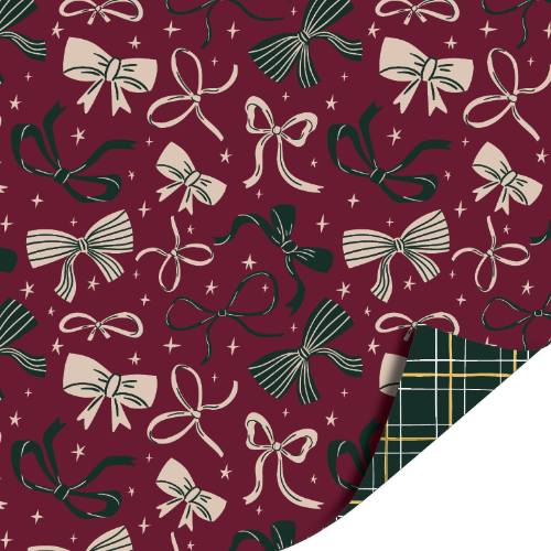 Cadeaupapier 100m - Bows burgundy inpakpapier, cadeaupapier, geschenkpapier, kadopapier