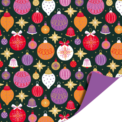 Cadeaupapier 100m - Christmas ornaments inpakpapier, cadeaupapier, geschenkpapier, kadopapier