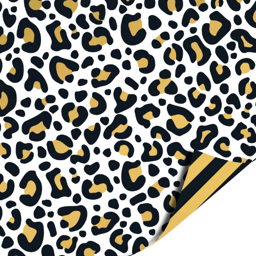 Cadeaupapier 100m - Leopard white/gold inpakpapier, cadeaupapier, geschenkpapier, kadopapier