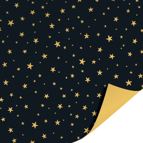 Cadeaupapier 100m - Little stars black/gold inpakpapier, cadeaupapier, geschenkpapier, kadopapier