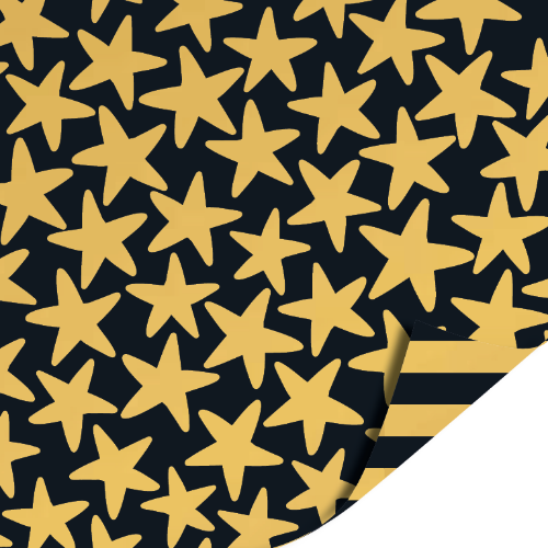 Cadeaupapier 100m - Stars black/gold inpakpapier, cadeaupapier, geschenkpapier, kadopapier