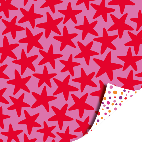 Cadeaupapier 100m - Stars pink/red inpakpapier, cadeaupapier, geschenkpapier, kadopapier
