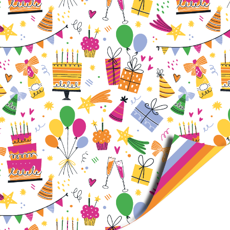 Afbeeldingen van KP® Cadeaupapier 70cm 100m - Birthday doodles