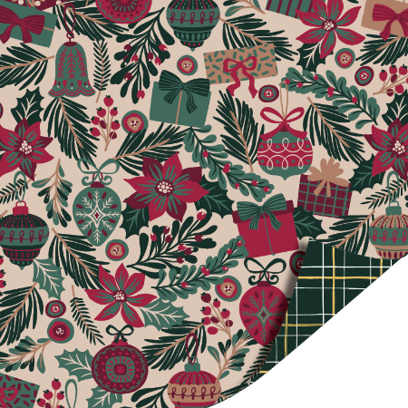 Afbeeldingen van KP® Cadeaupapier 30cm 100m - Kersttakjes