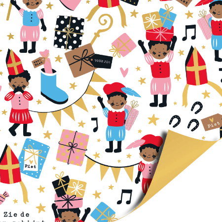 Afbeeldingen van KP® Cadeaupapier 50cm 100m - Pieten party