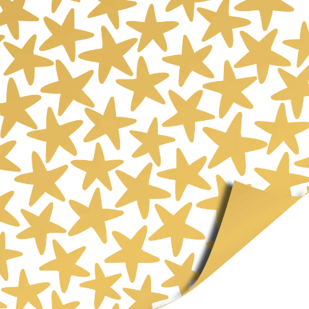 Afbeeldingen van KP® Cadeaupapier 50cm 100m - Stars white/gold