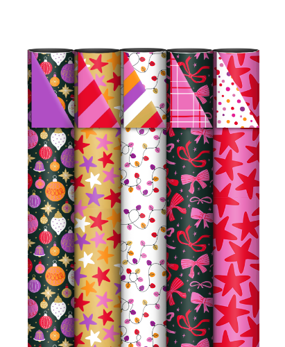 Consumentenrollen box - KP® Colorful Christmas - 70cm x 2m 50rol consumentenrollen, cadeaupapier, geschenkpapier, inpakpapier