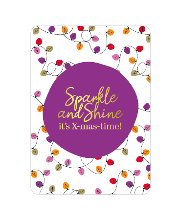 A6 wenskaart met feestelijke tekst 'Sparkle and Shine it's X-mas time' in kerststijl - 10 stuks