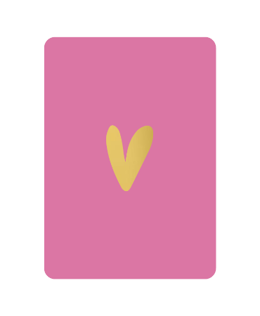 Roze A6 kaart met goud hartje, set van 10 stuks, wenskaart