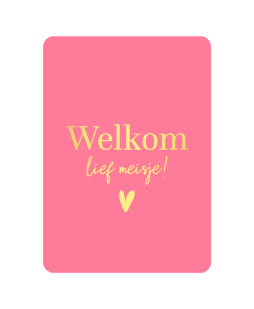 Roze A6 wenskaart 'Welkom lief meisje', set van 10 stuks, geboortekaart