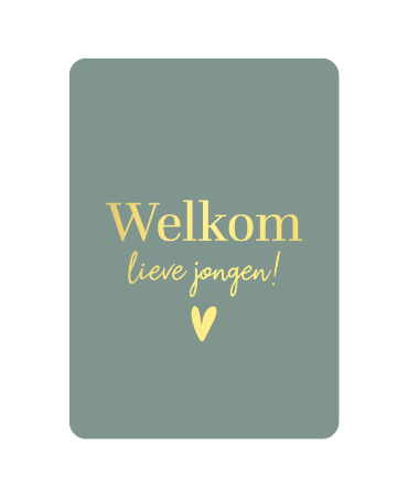 Groene A6 wenskaart 'Welkom lieve jongen', set van 10 stuks, geboortekaart