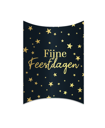 Staand Gondeldoosje met tekst “Fijne feestdagen” en gouden sterren – Cadeaudoosje