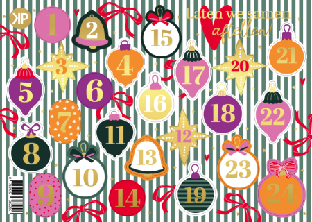 A5 Advent kalender stickervel – 24 dagen tellen tot kerst
