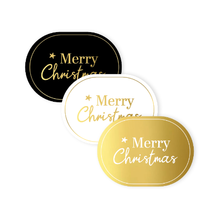 Kerststicker Merry Christmas – 3 varianten – 59x43mm