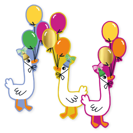 Babystickers Baby gans met ballon – 3 varianten – 40x91mm - Cadeaustickers