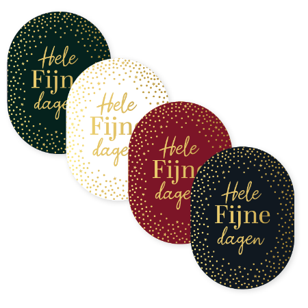 Wensetiket ‘Hele fijne dagen’ – 4 varianten – 43x59mm - Kerst Stickers