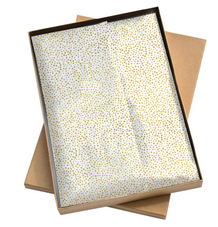 Wit vloeipapier met gouden dots 25x35cm – Tissuepaper