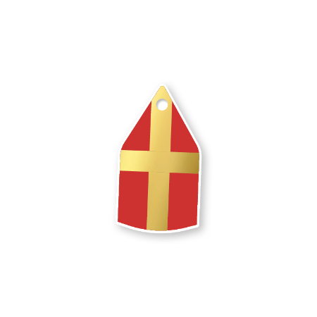 Cadeaulabel mijter – Sinterklaas thema – 35 × 60 mm