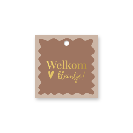 Cadeaulabel Welkom kleintje – 60x60mm – Kraam cadeaukaartje