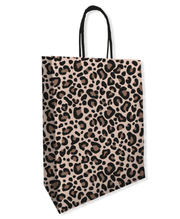 Papieren giftbag Luipaard beige 26x35cm - panterprint cadeautas
