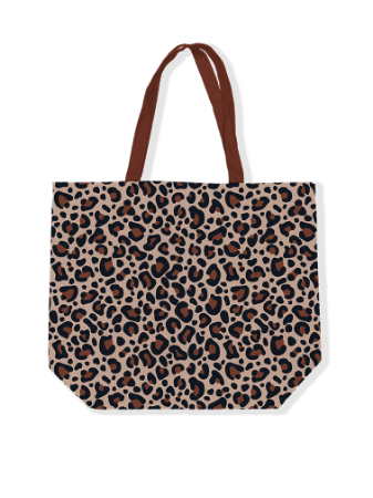 KP® canvas tas Leopard mokka/beige print 48x38cm - panterprint tas