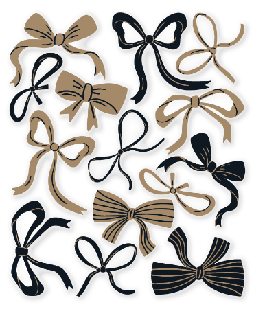 Luxe raamsticker met zwarte en gouden strikken voor feestelijke decoratie.