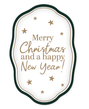 Transparante kerst-raamsticker met Engelse kerstgroet in stijlvol ontwerp.