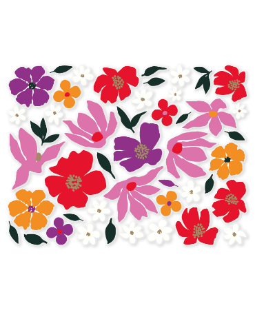 Kleurrijke bloemen-raamstickers voor een vrolijke en frisse uitstraling.