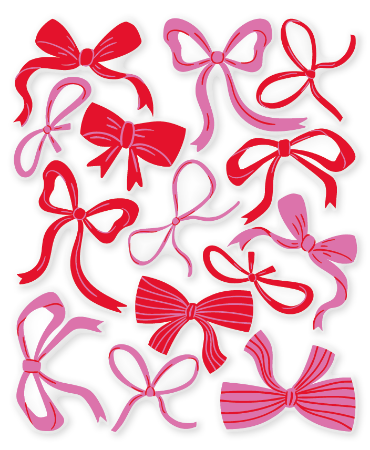 Raamstickers rode en roze strikken verschillende formaten voor vrolijke decoratie.
