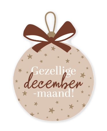 Warme en sfeervolle raamsticker in de vorm van een kerstbal met decembergroet.