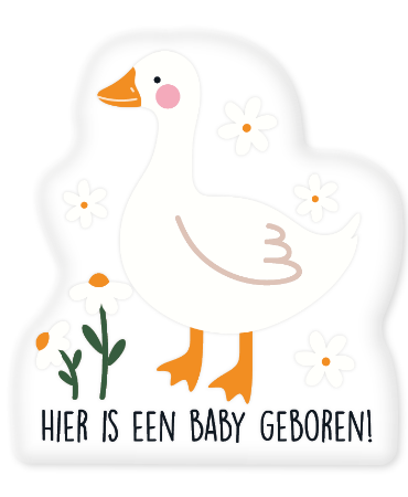 Raamsticker geboorte voor geboorteaankondiging met gansje