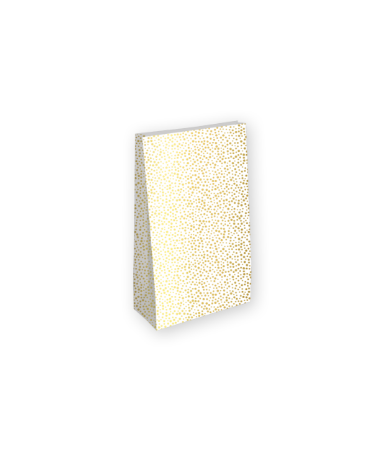Witte kraft papieren luxe zak met gouden stippenprint, 25 stuks, 9+5x16cm