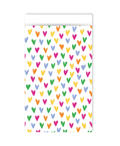 Cadeauzakjes 12x19cm Lots of love multicolor 250st Wit cadeauzakje met gekleurde hartjes - Liefdevol gebaar - 12x19cm