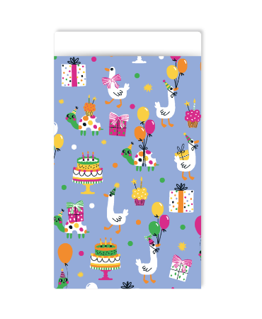 Blauw cadeauzakje met birthday doodles - Verjaardagscadeauzakje - 12x19cm