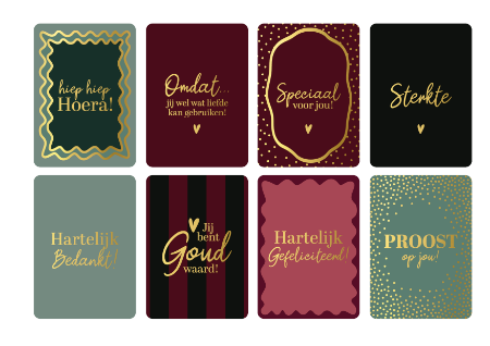 Cadeaukaarten A5 - 8 verschillende dessins, per dessin 25 stuks - voor elke gelegenheid