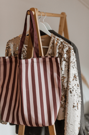 KP® canvas shopper Stripes mokka/beige 48x38cm