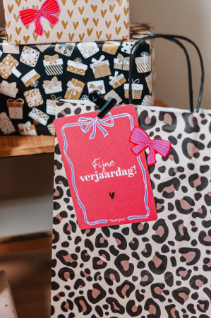 Papieren giftbag Luipaard beige 26x35cm - panterprint cadeautas