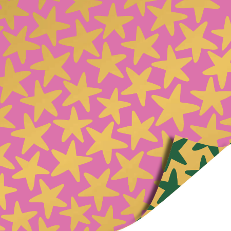 Afbeeldingen van KP® Cadeaupapier 50cm 100m - Stars gold/green