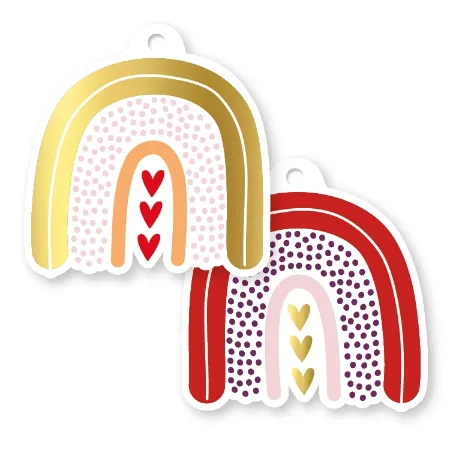 Cadeaulabel Valentijnmet regenboog en hartjes