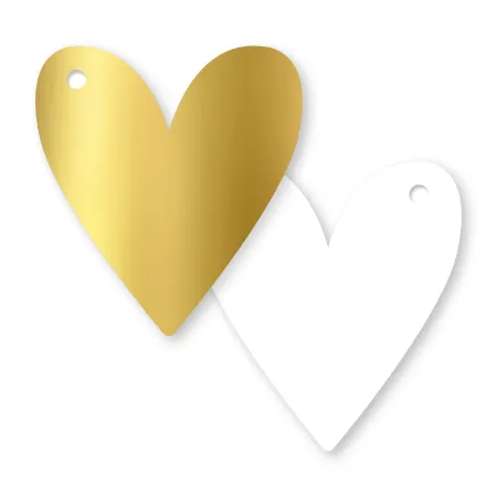 Gouden cadeaulabel in de vorm van een hartje