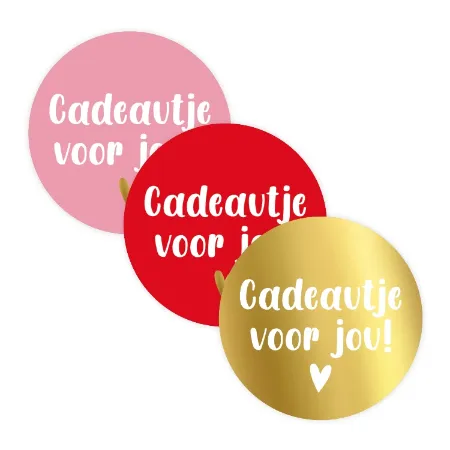 drie ronde stickers roze/rood/goud - Cadeautje voor jou